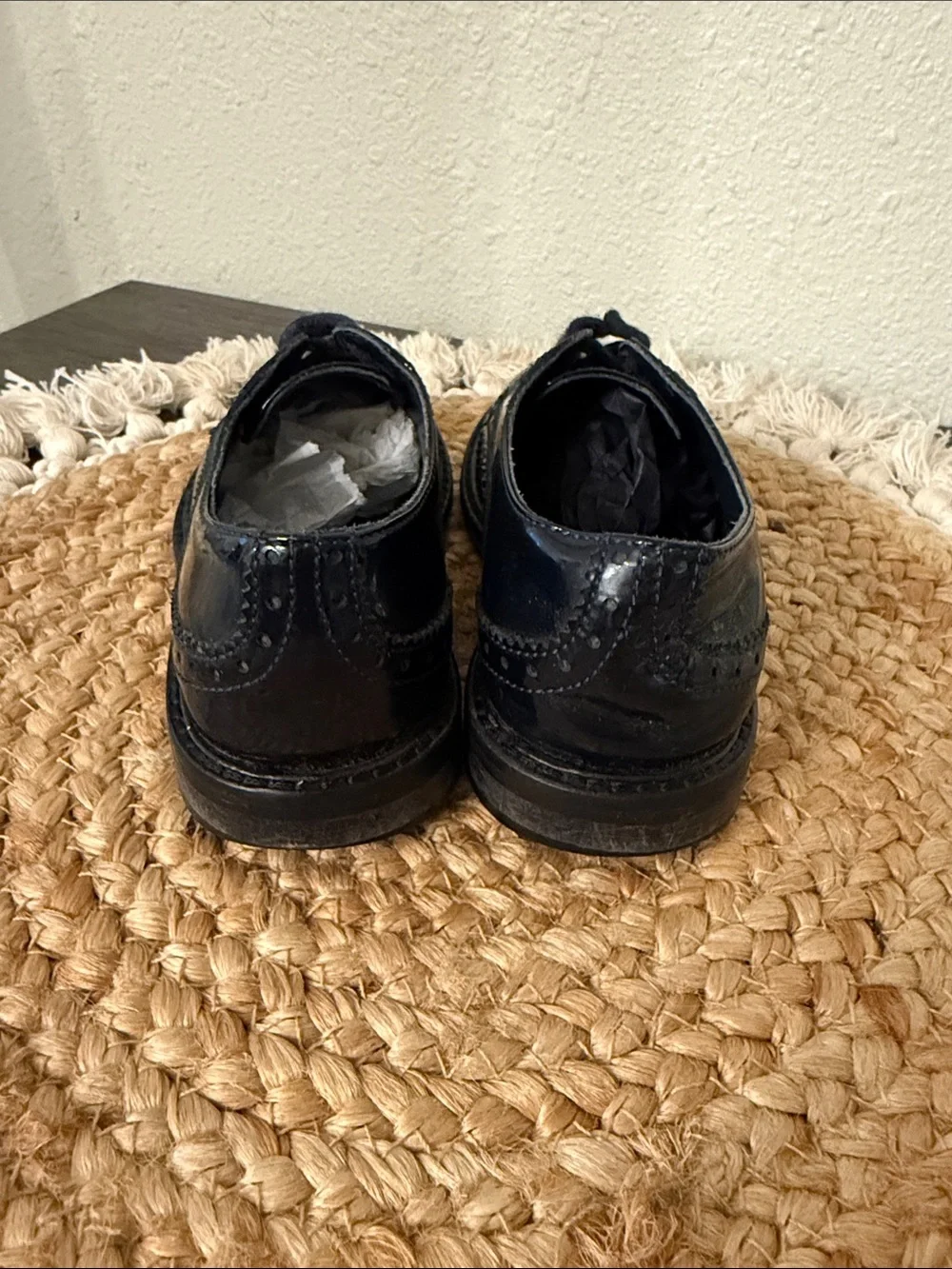 Gucci Kids BLack Patent Leather Wingtip Brogue Lace Up Shoes Size EU 27 US 10.5